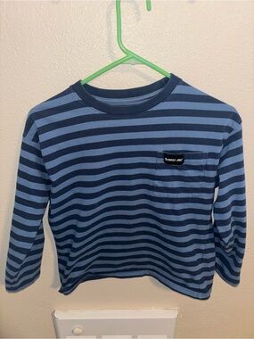 Zara Boys Navy and Light Blue Striped Long Sleeve Tee